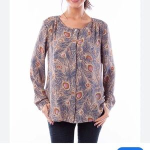 Loft White Long Sleeve Top button up  Print Size small